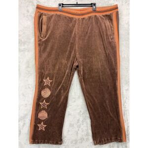 Unique Sports Generation Vtg NBA Playoffs Velour Joggers‎ 4x Brown Cotton Blend
